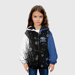 Куртка с капюшоном детская Subaru Капли красок, цвет: 3D-черный — фото 2