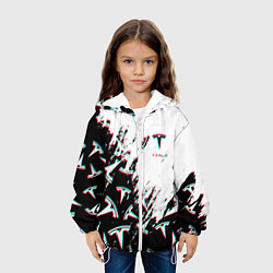 Куртка с капюшоном детская Tesla pattern glitch, цвет: 3D-белый — фото 2