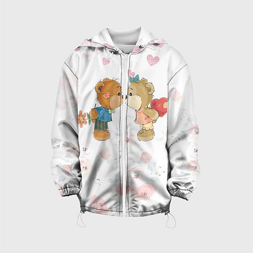 Детская куртка Плюшевый Поцелуй Влюблённые Мишки / 3D-Белый – фото 1