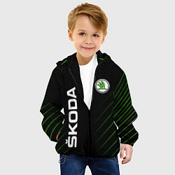 Куртка с капюшоном детская Skoda Шкода Полосы, цвет: 3D-черный — фото 2