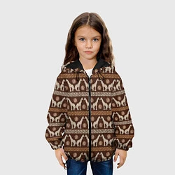 Куртка с капюшоном детская Жирафы Африка паттерн, цвет: 3D-черный — фото 2