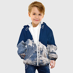 Куртка с капюшоном детская Снежные горы, синие небо, цвет: 3D-белый — фото 2