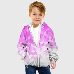 Куртка с капюшоном детская 3D ромб розовый, цвет: 3D-белый — фото 2