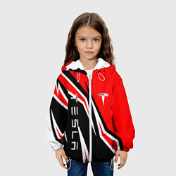 Куртка с капюшоном детская ТЕСЛА - КРАСНЫЙ СПОРТИВНЫЙ, цвет: 3D-белый — фото 2