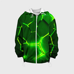 Детская куртка 3D ПЛИТЫ НЕОН NEON GREEN HEXAGON РАЗЛОМ