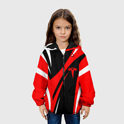 Куртка с капюшоном детская ТЕСЛА КРАСНАЯ АБСТРАКЦИЯ, цвет: 3D-черный — фото 2