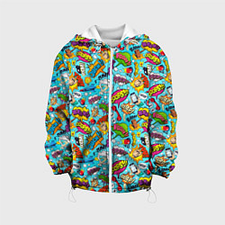 Куртка с капюшоном детская Поп арт пузыри, цвет: 3D-белый