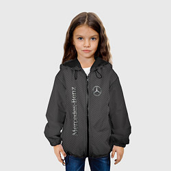 Куртка с капюшоном детская Mercedes карбоновые полосы, цвет: 3D-черный — фото 2