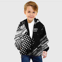 Куртка с капюшоном детская Ауди audi шины, цвет: 3D-черный — фото 2
