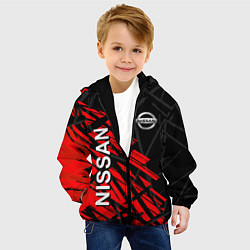 Куртка с капюшоном детская Nissan Ниссан Красно черный, цвет: 3D-черный — фото 2