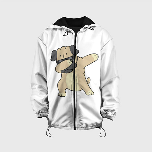 Детская куртка Дэббинг дог мопс, Dabbing dog / 3D-Черный – фото 1