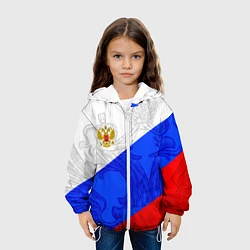 Куртка с капюшоном детская Российский герб: триколор, цвет: 3D-белый — фото 2