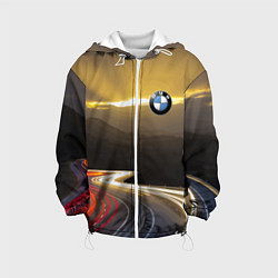 Куртка с капюшоном детская BMW Night route, цвет: 3D-белый