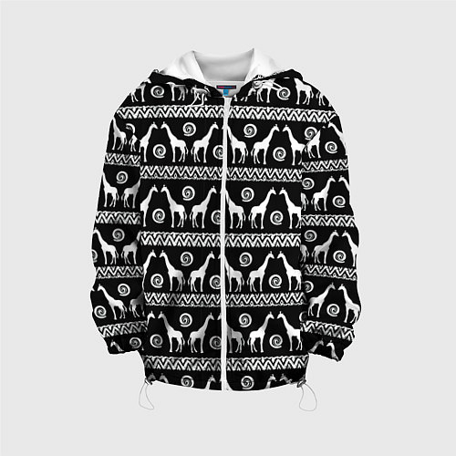 Детская куртка Черно-белые Жирафы / 3D-Белый – фото 1
