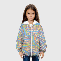 Куртка с капюшоном детская Разноцветный геометрический узор в стиле дудл, цвет: 3D-белый — фото 2