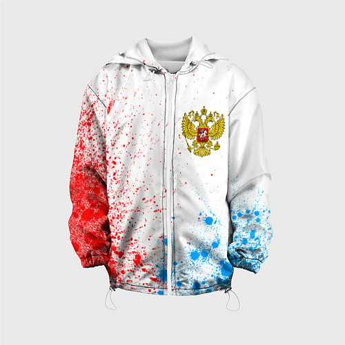 Детская куртка RUSSIA - ГЕРБ - Арт / 3D-Белый – фото 1