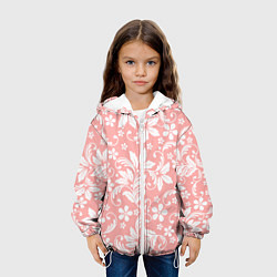 Куртка с капюшоном детская Белый цветочный узор, цвет: 3D-белый — фото 2