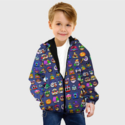 Куртка с капюшоном детская Значки на скины Бравл Старс Brawl Синий градиент П, цвет: 3D-черный — фото 2