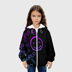 Куртка с капюшоном детская Neon Bored Half pattern, цвет: 3D-белый — фото 2