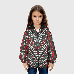 Куртка с капюшоном детская Узор абстракция Рисунок от руки в стиле дудл Красн, цвет: 3D-черный — фото 2