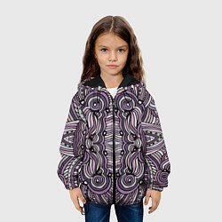 Куртка с капюшоном детская Абстракция Разноцветный калейдоскоп Фиолетовый, че, цвет: 3D-черный — фото 2