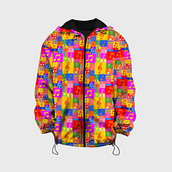 Куртка с капюшоном детская Красочные Музыкальные Ноты, цвет: 3D-черный