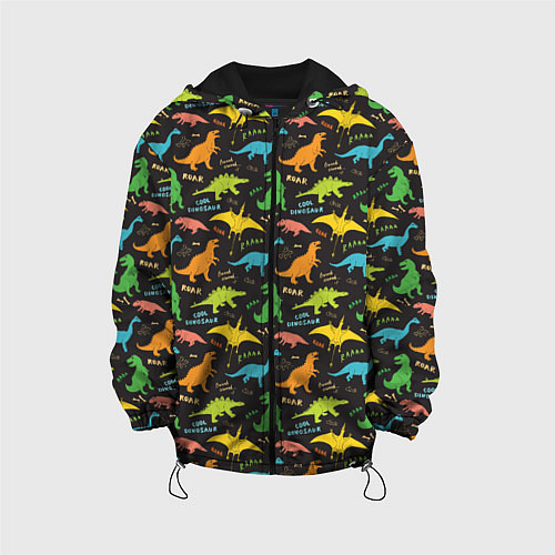 Детская куртка Разноцветные Динозавры / 3D-Черный – фото 1