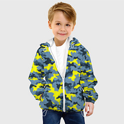 Куртка с капюшоном детская Камуфляж Жёлто-Голубой, цвет: 3D-белый — фото 2