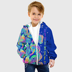 Куртка с капюшоном детская Неоновые мухоморы, цвет: 3D-белый — фото 2