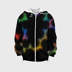 Куртка с капюшоном детская Геометрический узор Neon, цвет: 3D-белый
