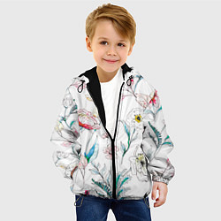 Куртка с капюшоном детская Цветы Нарисованные, цвет: 3D-черный — фото 2