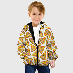 Куртка с капюшоном детская Кусочки вкусной пиццы, цвет: 3D-черный — фото 2
