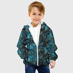 Куртка с капюшоном детская Blue Abstract Узоры, цвет: 3D-белый — фото 2