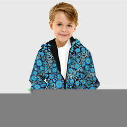 Куртка с капюшоном детская Поле синих цветов, цвет: 3D-черный — фото 2