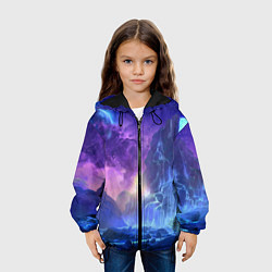 Куртка с капюшоном детская Фантастический пейзаж Водопад Неон, цвет: 3D-черный — фото 2