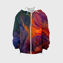 Куртка с капюшоном детская Разноцветный абстрактный дым, цвет: 3D-белый