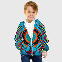 Куртка с капюшоном детская АБСТРАКТНЫЙ УЗОР ИЛЛЮЗИЯ, цвет: 3D-белый — фото 2