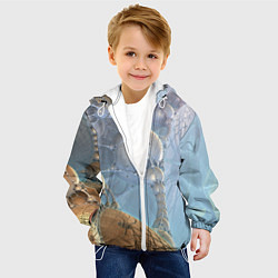 Куртка с капюшоном детская КОСМИЧЕСКИЙ ФРАКТАЛЬНЫЙ ПЕЙЗАЖ, цвет: 3D-белый — фото 2