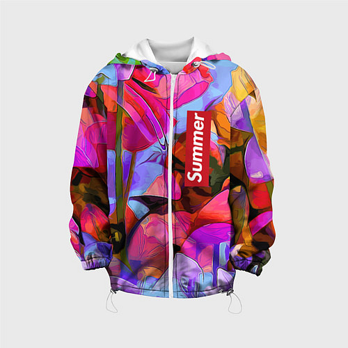 Детская куртка Красочный летний цветочный паттерн Summer color pa / 3D-Белый – фото 1