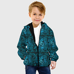 Куртка с капюшоном детская Бирюзовые бабочки, цвет: 3D-черный — фото 2