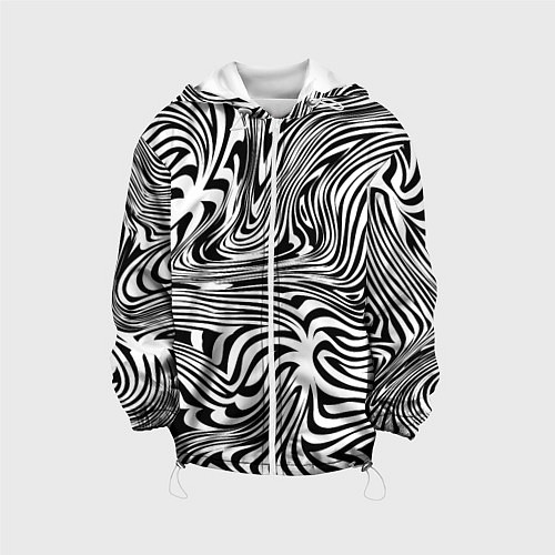 Детская куртка Сумасшедшая зебра Абстрактный узор с извилистыми л / 3D-Белый – фото 1