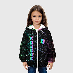 Куртка с капюшоном детская ROBLOX неоновый логотип, цвет: 3D-белый — фото 2