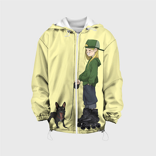 Детская куртка Девочка и собака-улыбака / 3D-Белый – фото 1