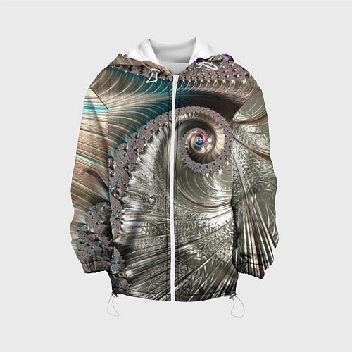 Детская куртка Fractal pattern Spiral Серебристый фрактал спираль / 3D-Белый – фото 1