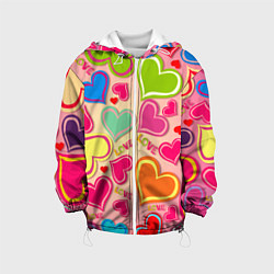 Куртка с капюшоном детская ЛЮБОВНЫЕ СЕРДЕЧКИ LOVE HEARTS, цвет: 3D-белый