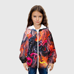 Куртка с капюшоном детская Уроборос в огне, цвет: 3D-белый — фото 2