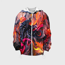 Куртка с капюшоном детская Уроборос в огне, цвет: 3D-белый