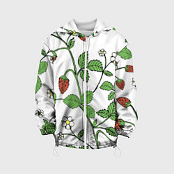 Куртка с капюшоном детская Цветы Земляники Лесной, цвет: 3D-белый
