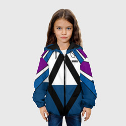 Куртка с капюшоном детская Геометрический молодежный узор с надписью Спорт, цвет: 3D-черный — фото 2