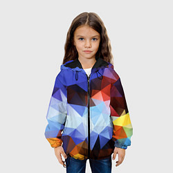 Куртка с капюшоном детская Абстрактный цветной узор из треугольников Abstract, цвет: 3D-черный — фото 2